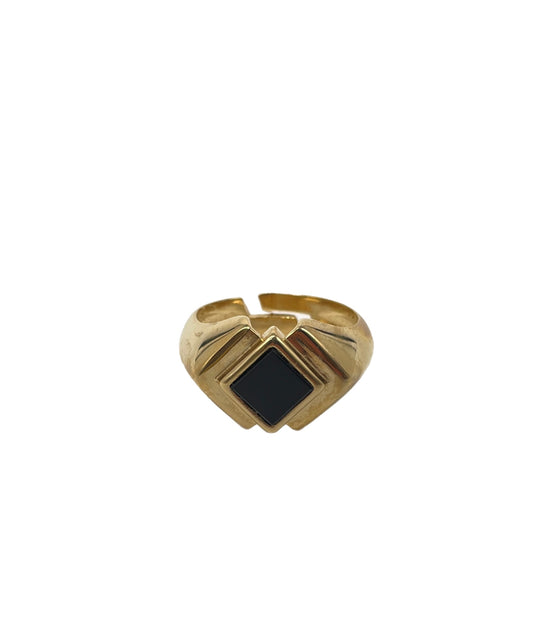 Anello geometrico con pietra naturale